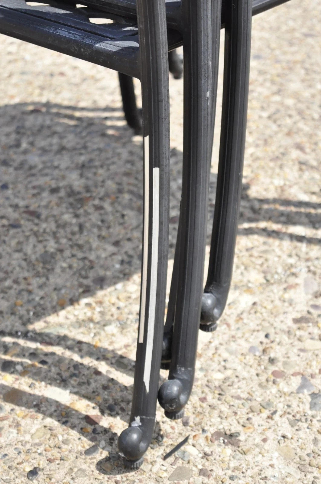 Tuscan Mediterranean Black Aluminum Metal Garden Patio Dining Chair - Set of 4