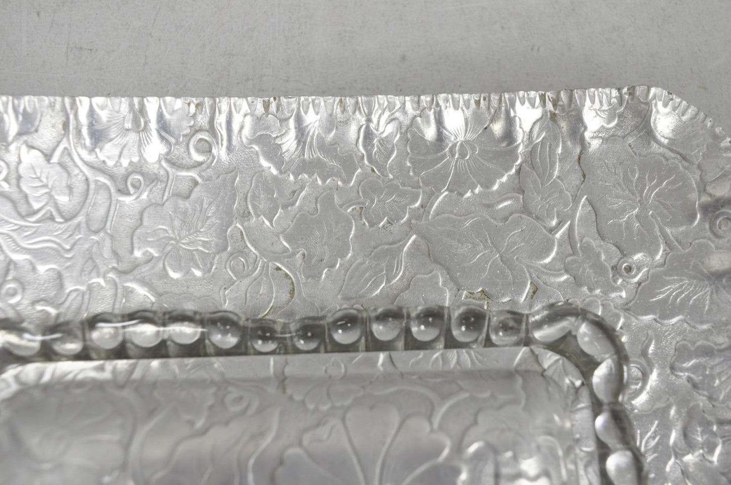 Vintage Art Deco Nouveau Hammered Aluminum Vegetable Relish Serving Platter Tray