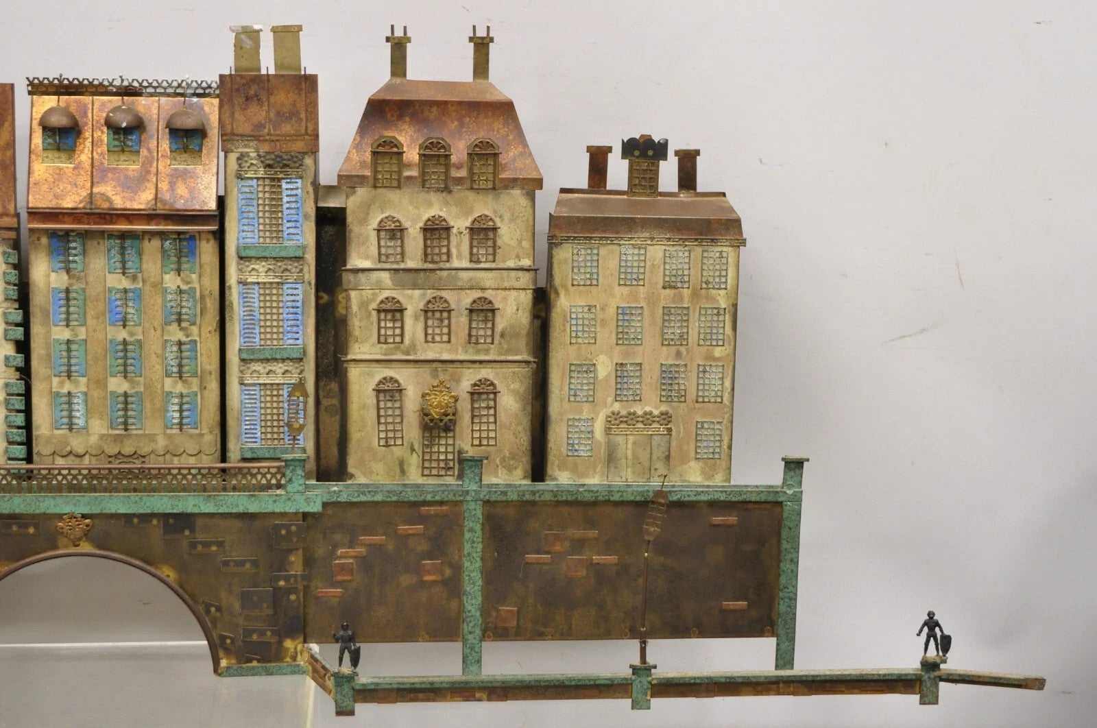 Curtis Jere Mid Century Modern Large Mixed Metal Copenhagen City Wall Sculpture