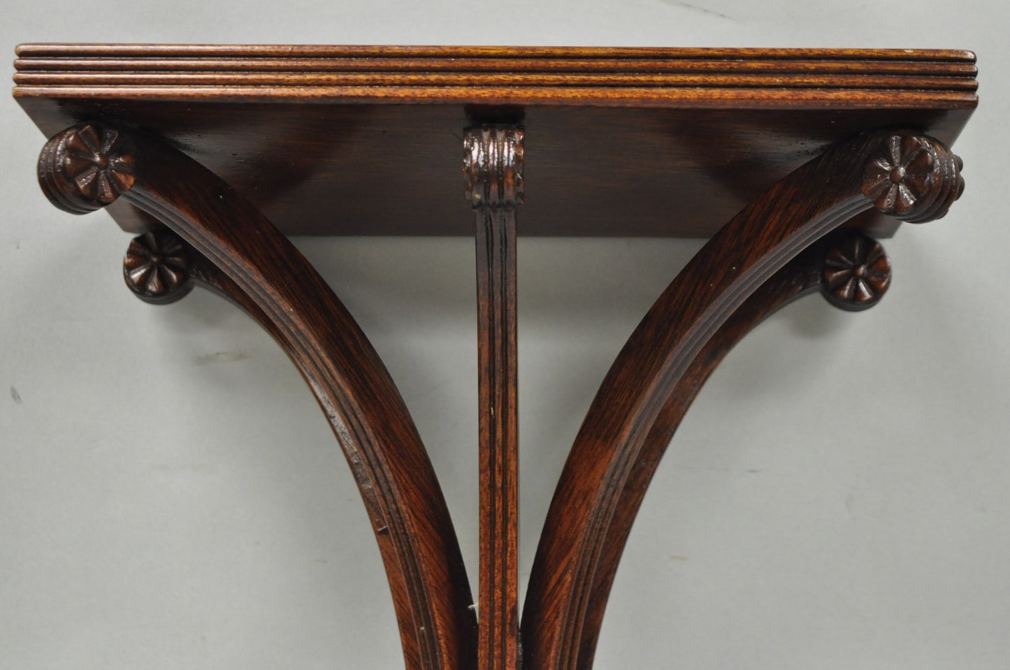 Regency Style Mahogany Plume Prince of Wales Carved Wall Mount Bracket Shelf