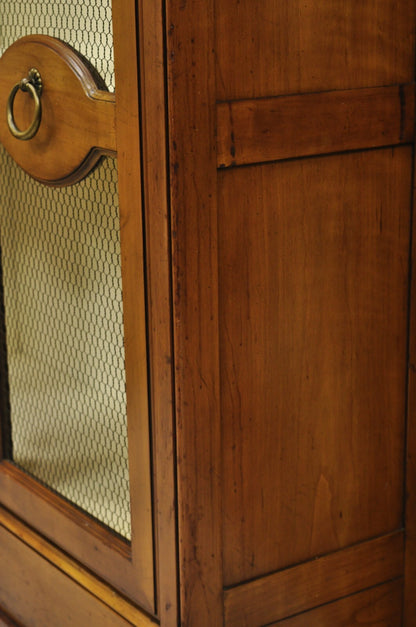 Vintage Baker Hollywood Regency Cherry Wood 2 Door Curio Cabinet Bookcase - Pair