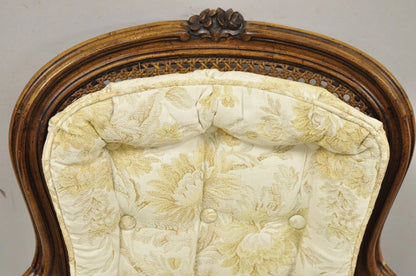 Vintage Heritage French Country Louis XV Style Cane Back Fauteuil Arm Chair