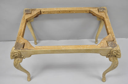 Vintage Italian Regency Rams Head Carved Hoof Foot Console Table Base