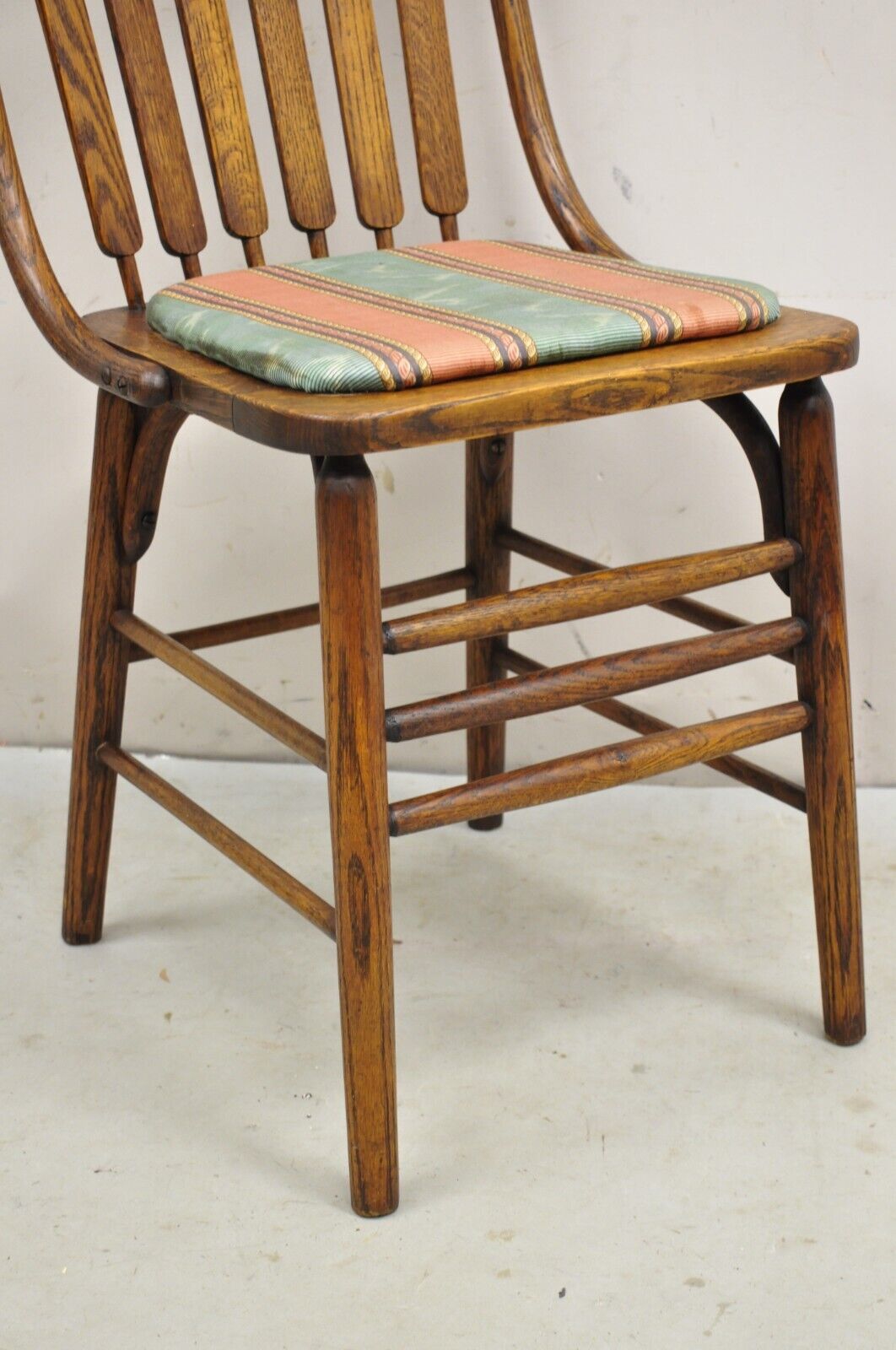 Antique Mission Arts & Crafts Oak Bentwood Slat Back Dining Side Chair