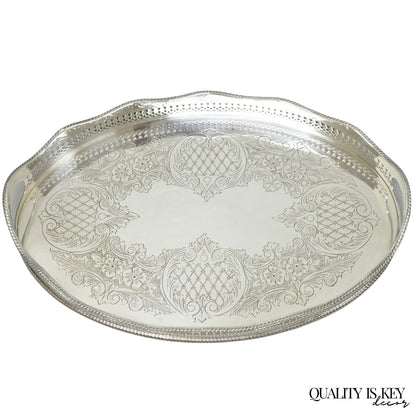 Vintage Israel Freeman and Son English Edwardian Oval Silver Plated Platter Tray