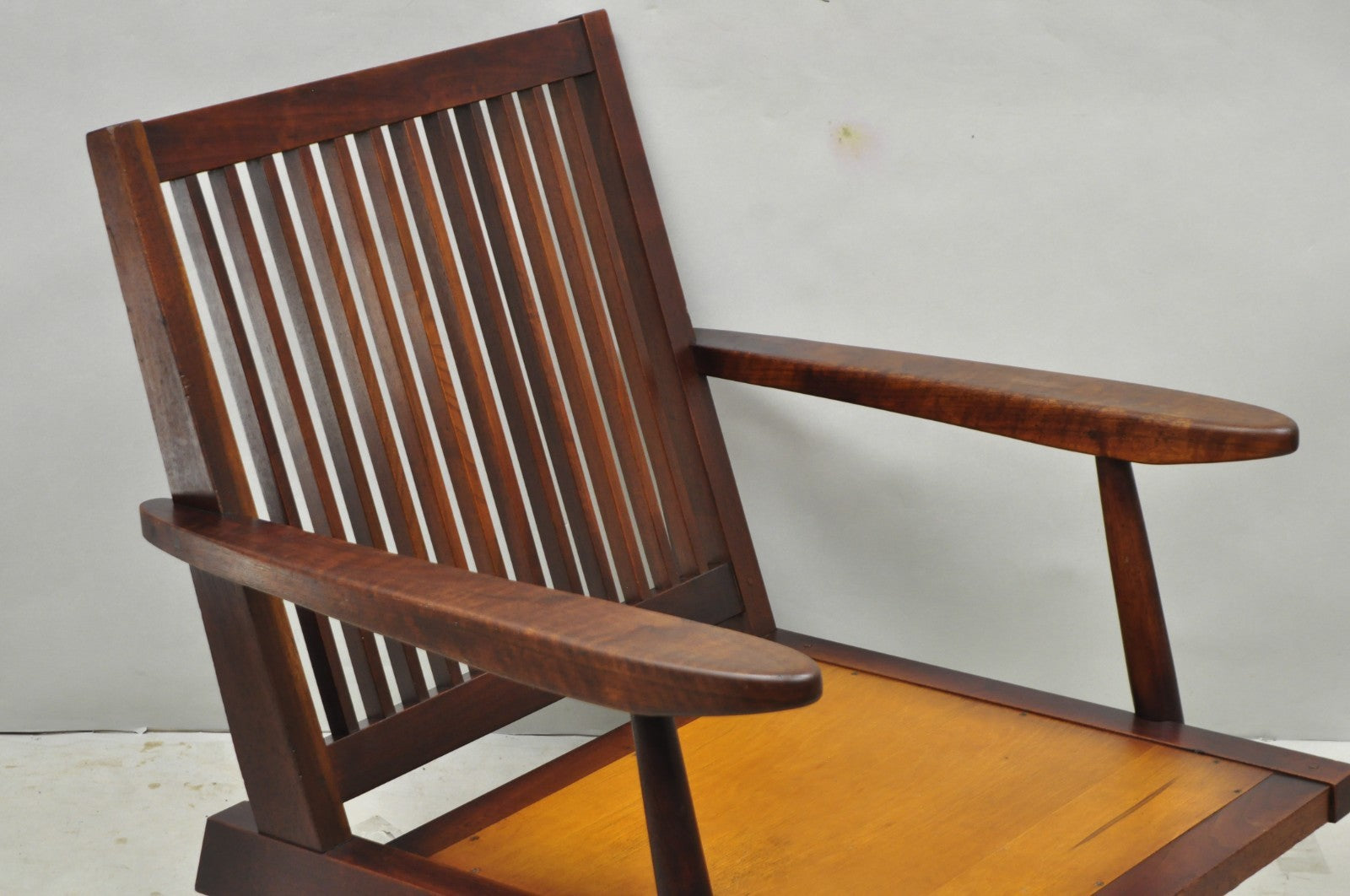 Vintage George Nakashima Spindle Back Black Walnut "Cushion" Lounge Arm Chair