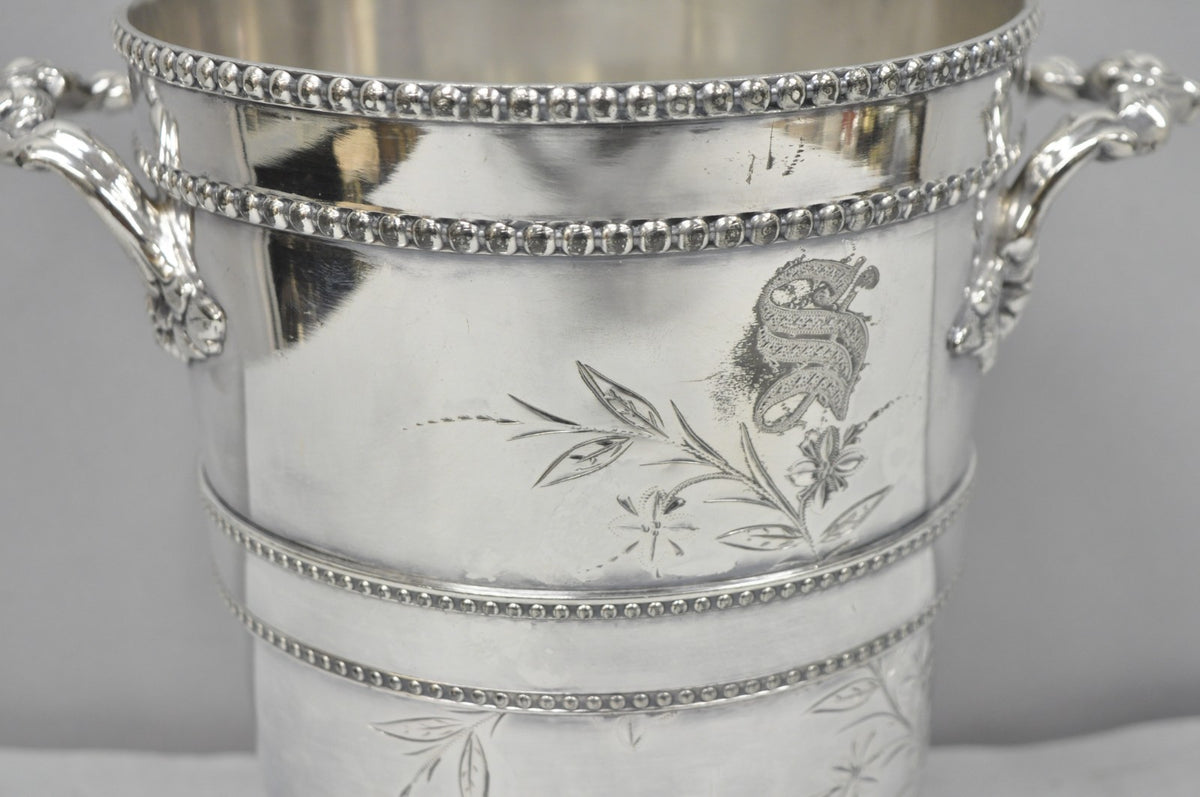 Victorian Henry Hicks Silver Plated S Monogram Champagne Chiller Wine Ice Bucket