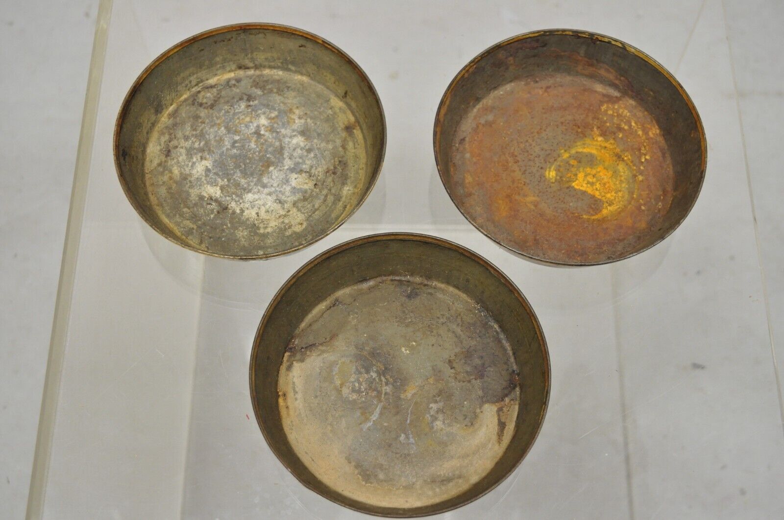 Vtg Advertisement Dinner Time Apple Pie Chicken Pot Pie Mince Pie Tin Metal Pans