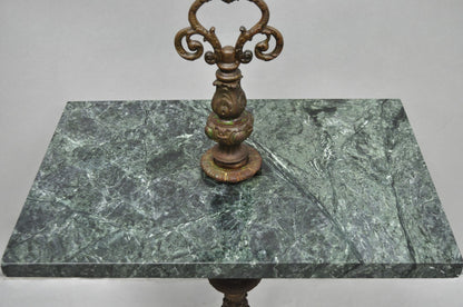 Antique Victorian Green Marble Cast Iron Pedestal Base Smoking Stand Side Table