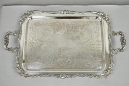 Vintage English Sheffield Victorian Silver Plated Twin Handle Bar Serving Tray