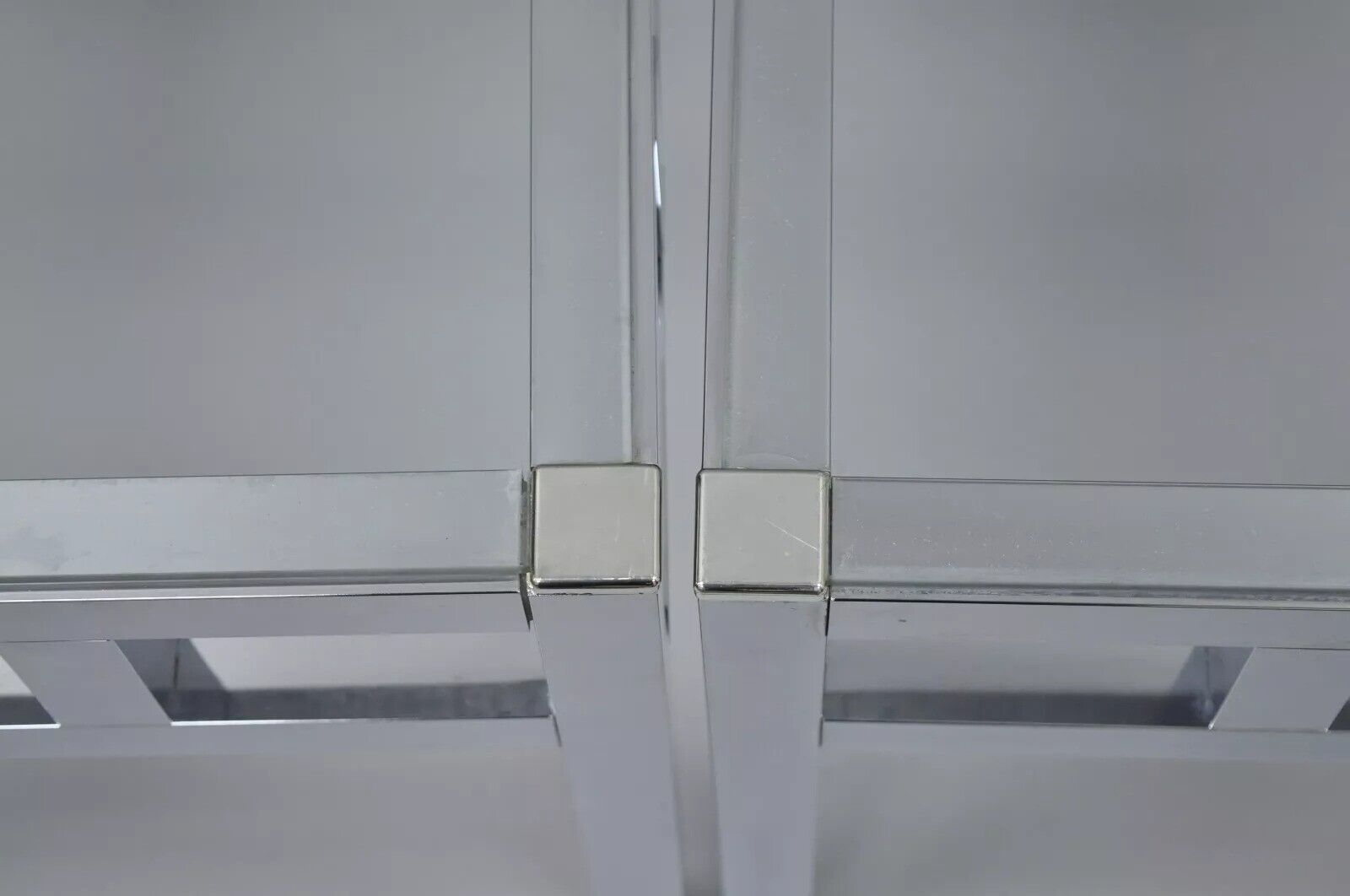 Mid Century Modern Baughman Style Chrome & Glass Rectangle Side Tables - a Pair