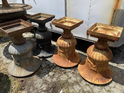 Vintage French Style Cast Iron 31"H Round Campana Urn Outdoor Garden Planter Pot