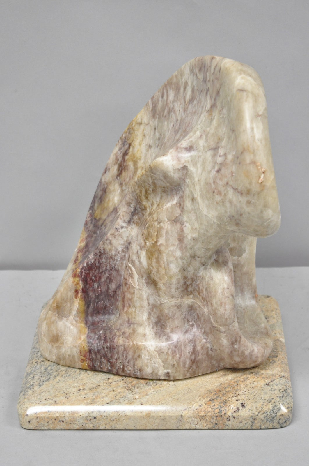 Vintage Seymour Shuren Modernist Pink Carved Marble Abstract Figure Sculpture