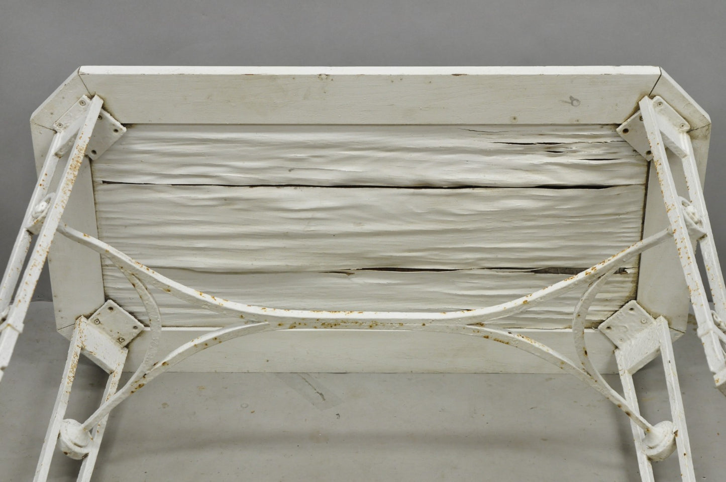 Antique Gothic Renaissance Wrought Iron Stretcher Base Potting Side Table (B)
