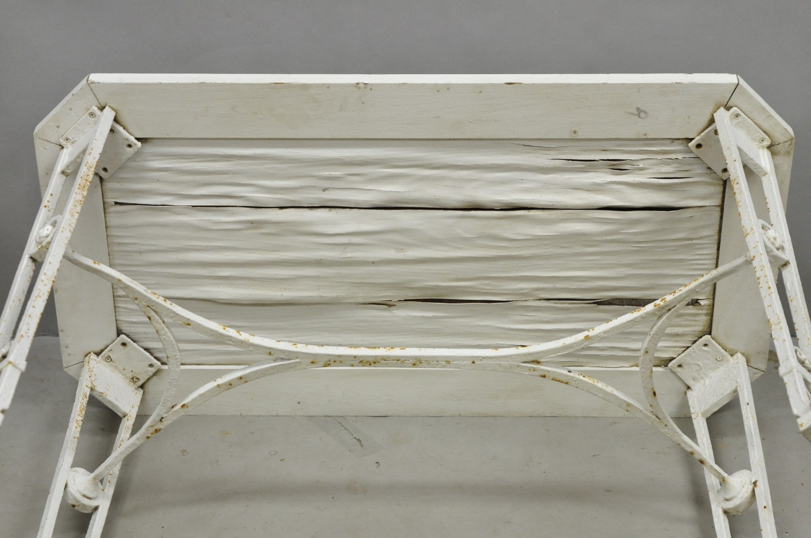 Antique Gothic Renaissance Wrought Iron Stretcher Base Potting Side Table (B)