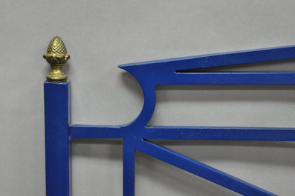 Vintage Italian Neoclassical Wrought Iron & Brass X-Frame King Sz Bed Headboard