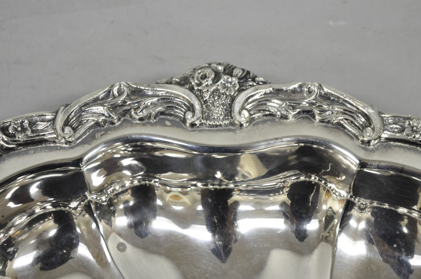 Vintage Victorian Silver Plated "Rose Basket" Round Shallow Serving Platter