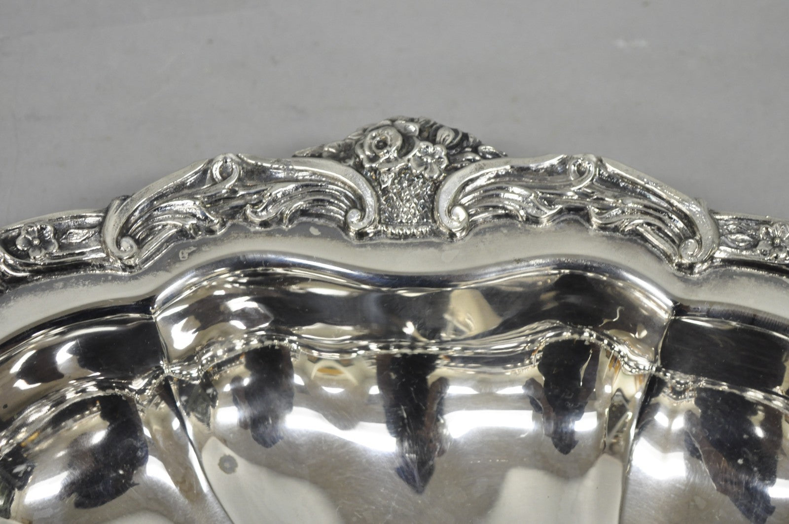 Vintage Victorian Silver Plated "Rose Basket" Round Shallow Serving Platter