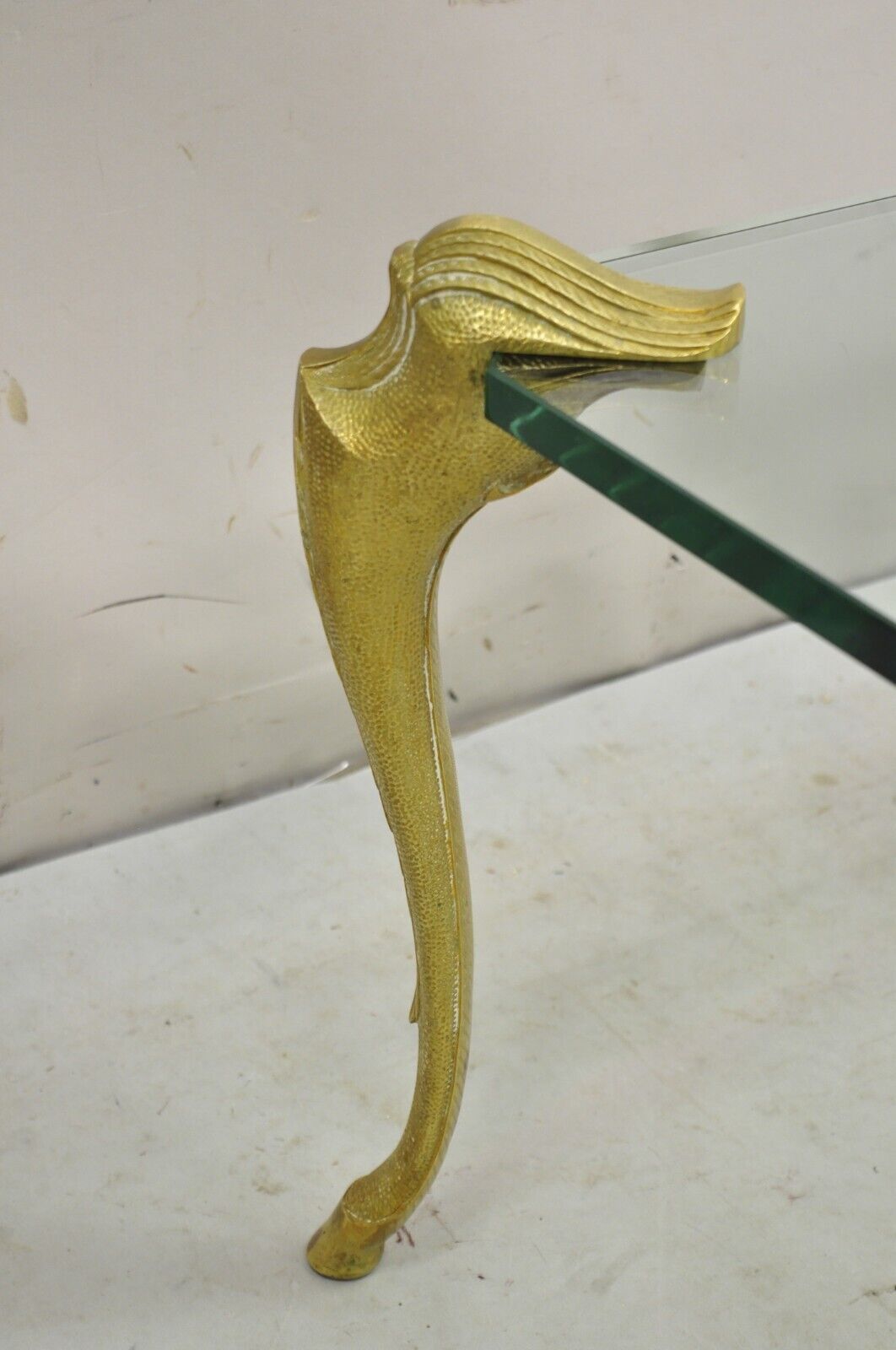 Vintage Hollywood Regency P.E. Guerin Style Gilt Bronze Brass & Glass Side Table