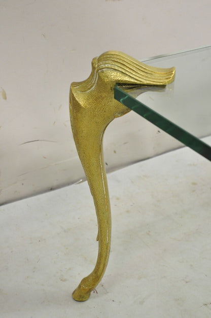 Vintage Hollywood Regency P.E. Guerin Style Gilt Bronze Brass & Glass Side Table