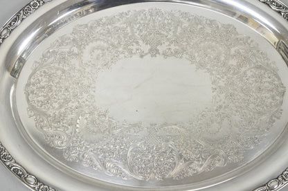 Vintage WM Rogers & Son "Victorian Rose" Silver Plated Oval Serving Platter Tray