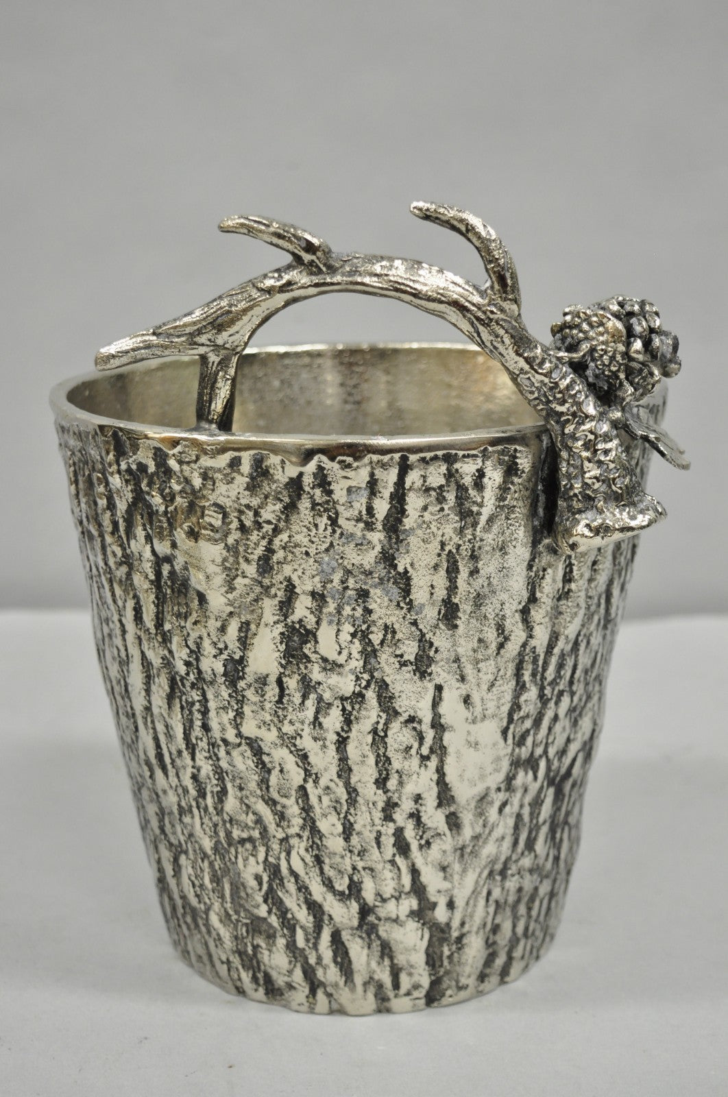 Hollywood Regency Faux Bois Silver Plated Antler Branch Chiller Bucket Mud Pie