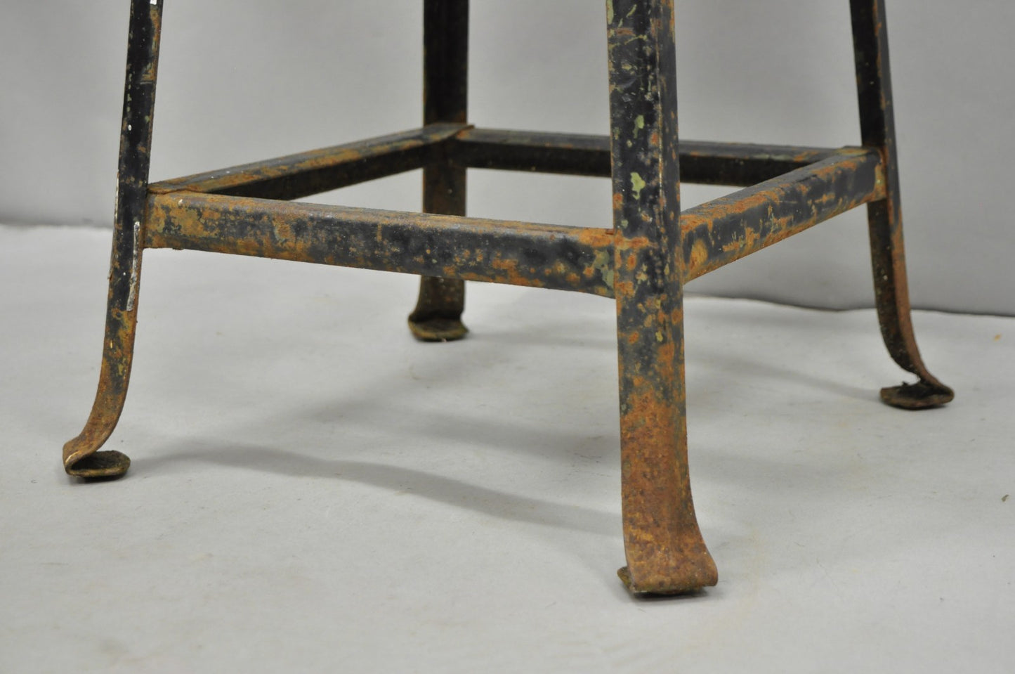 Vintage Industrial Steel Metal Rusty Distressed Garage Work Stool Chair
