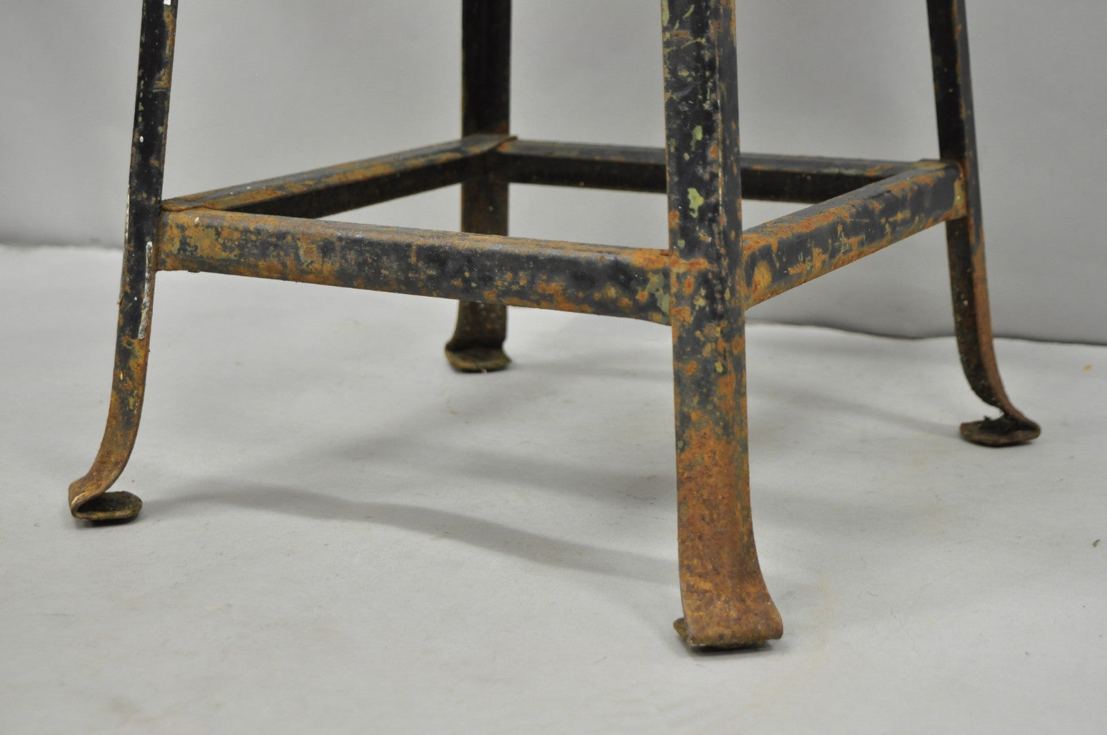 Vintage Industrial Steel Metal Rusty Distressed Garage Work Stool Chair
