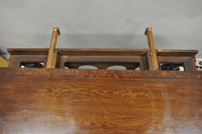 Antique Italian Renaissance Figural Carved Griffin Oak Flip Top Library Table