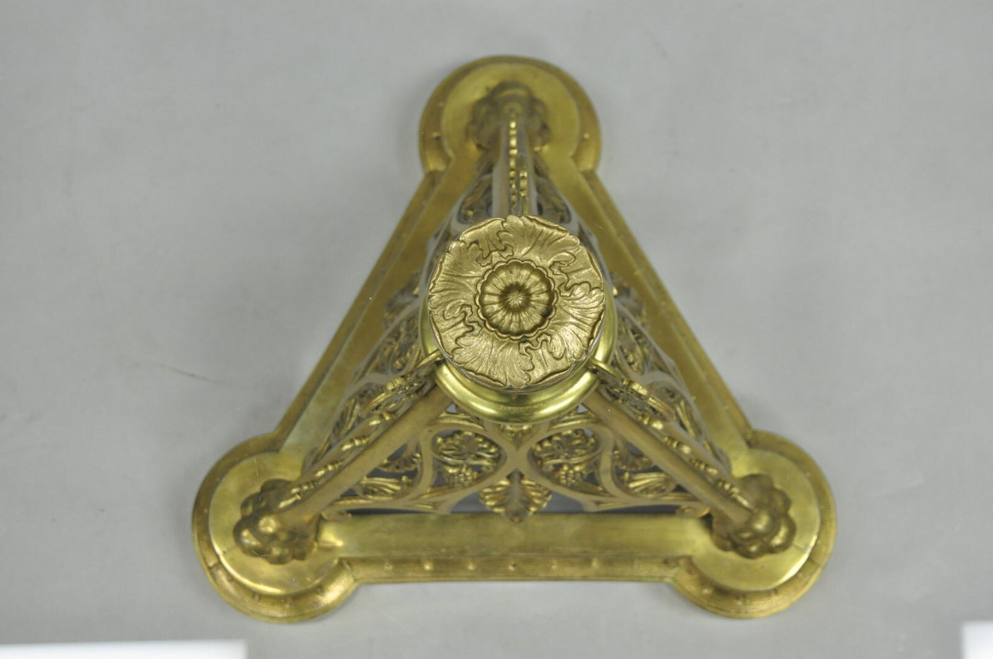 French Empire Renaissance Bronze Paw Foot Pedestal Base Round Glass Coffee Table