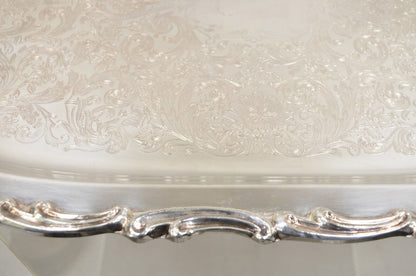 Vintage Leonard Regency Style Silver Plated Ornate Serving Platter Tray