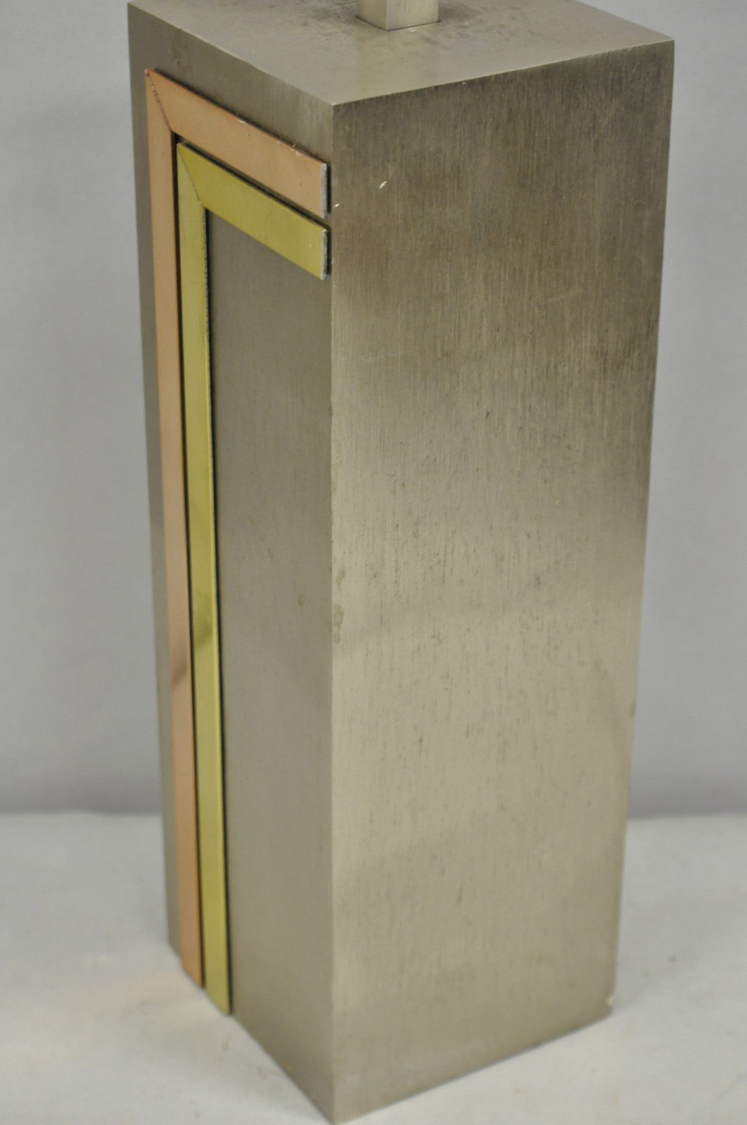 Laurel Pierre Cardin Style Brushed Aluminum Mid Century Modern Cubist Table Lamp