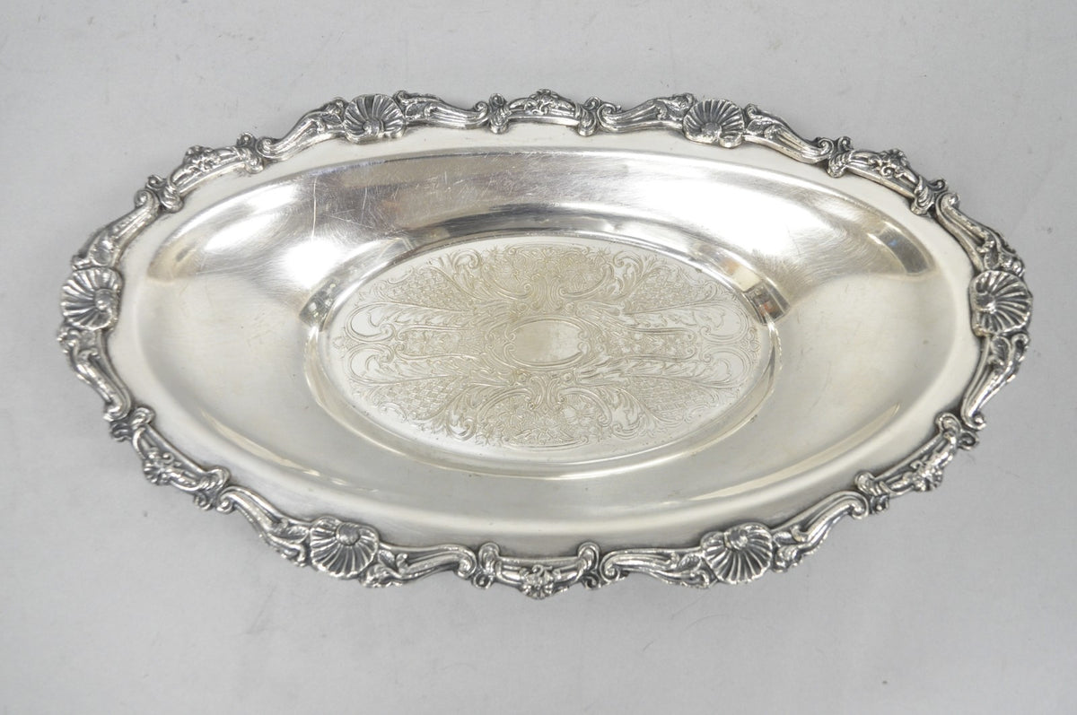 Vintage Victorian Style Silver Plated Oval 13.5" Trinket Serving Dish (B)