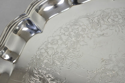 Vintage International Silver Co Large Round Silver Plated Footed Serving Tray