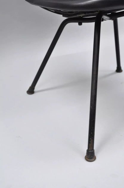 Vintage Herman Miller Eames DKX Black Upholstered Padded Vinyl Wire Frame Chair