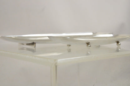 Vintage Mid Century Danish Modern Narrow Silver Plated Footed Dish Tray - 2 Pcs
