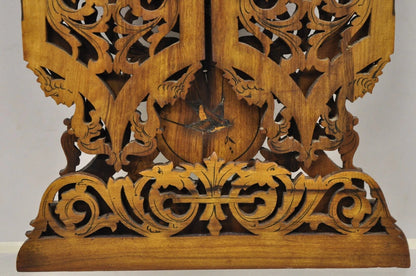 19th C Italian Sorrento Folding Marquetry Inlay Small Picture Frame Wall Mirror