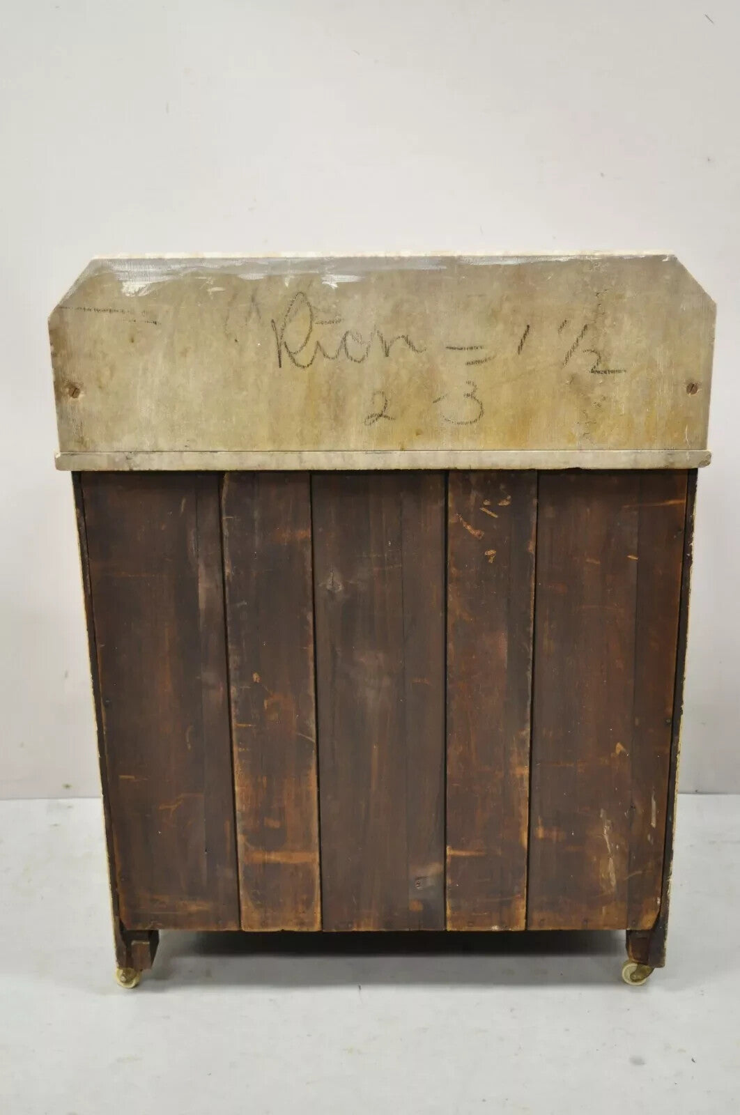 Antique Eastlake Victorian Pink Marble Backsplash Washstand Nightstand Cabinet