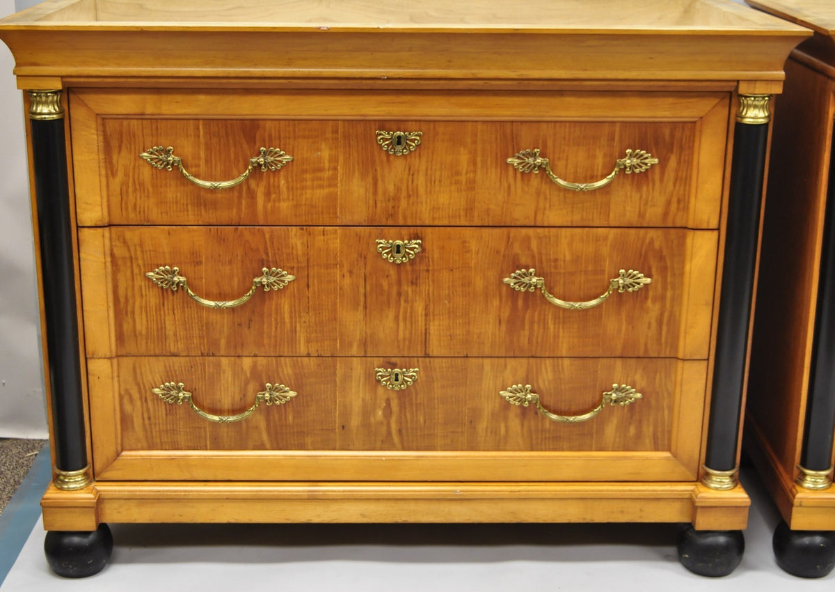 Thomasville Grand Classics Empire Biedermeier Maple Bachelor Chest Dresser, Pair