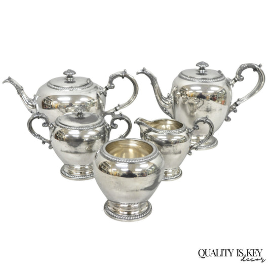 Antique Reed & Barton 4090 Silver Plated Victorian Tea Service  - 5 Pc Set