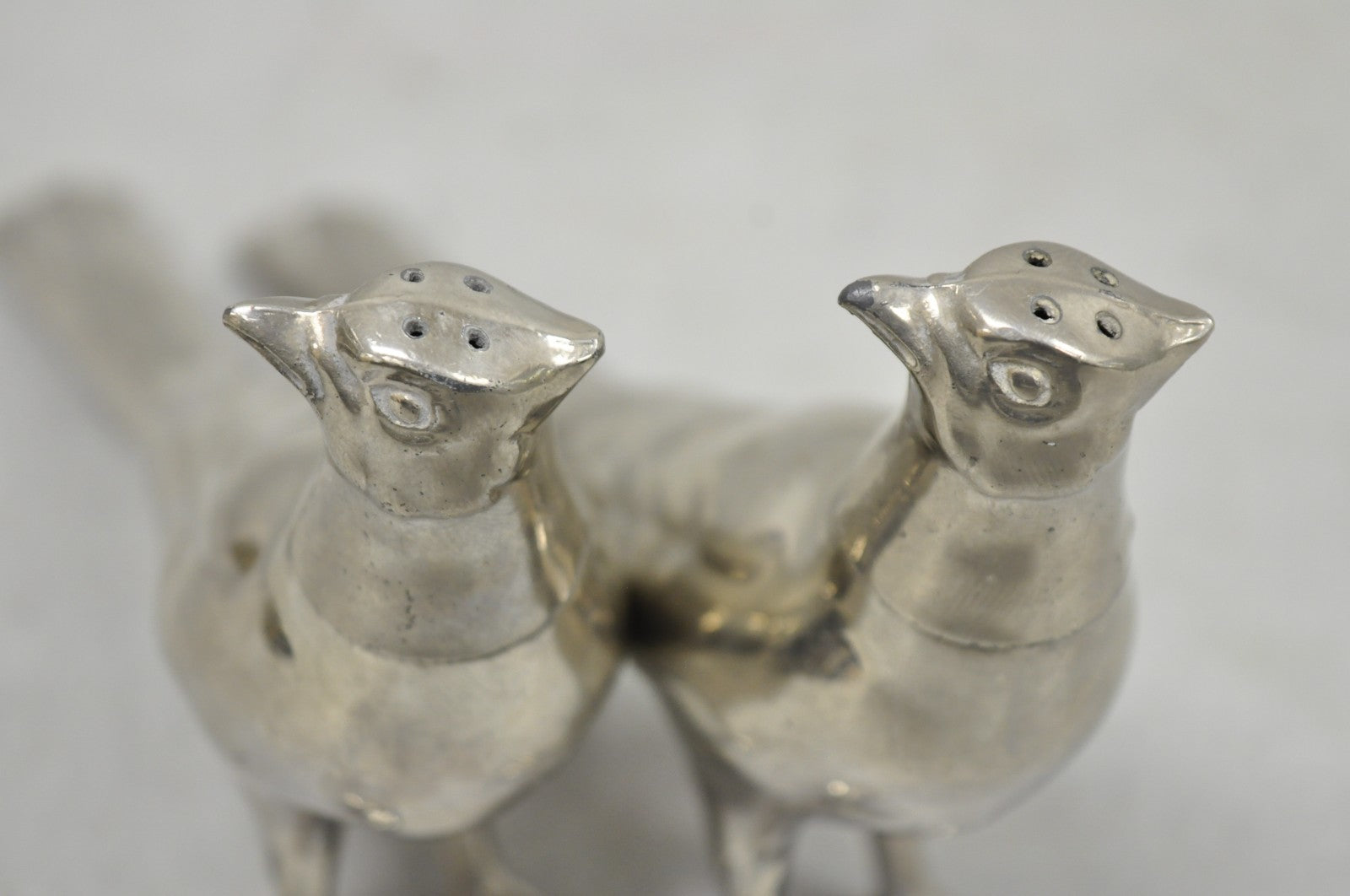 Vintage Pheasant Bird Silver Plated Figurine Salt & Pepper Shakers - a Pair