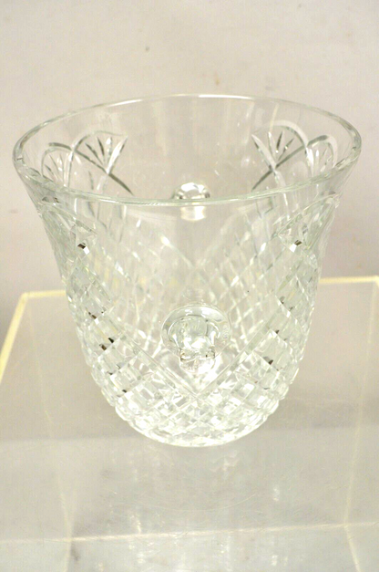 Vintage Heavy Diamond Cut Lead Crystal Glass Ice Bucket - Etched