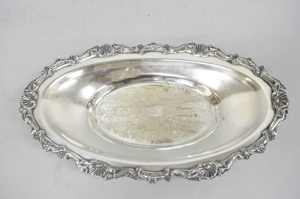 Vintage Victorian Style Silver Plated Oval 13.5" Trinket Serving Dish (D)