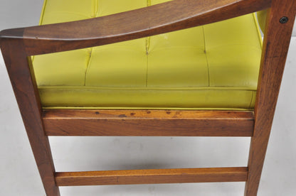 Vintage Ray Zimmerman for DUX Sculpted Walnut Green Vinyl Club Lounge Arm Chair