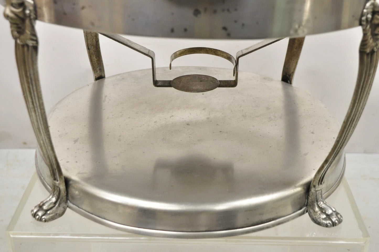 Vintage Regency Silver Plated Steel Round Catering Serving Chafing Dish w/ Lions