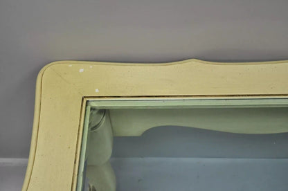 Vintage French Provincial Style Beveled Glass Cream Painted Large Coffee Table