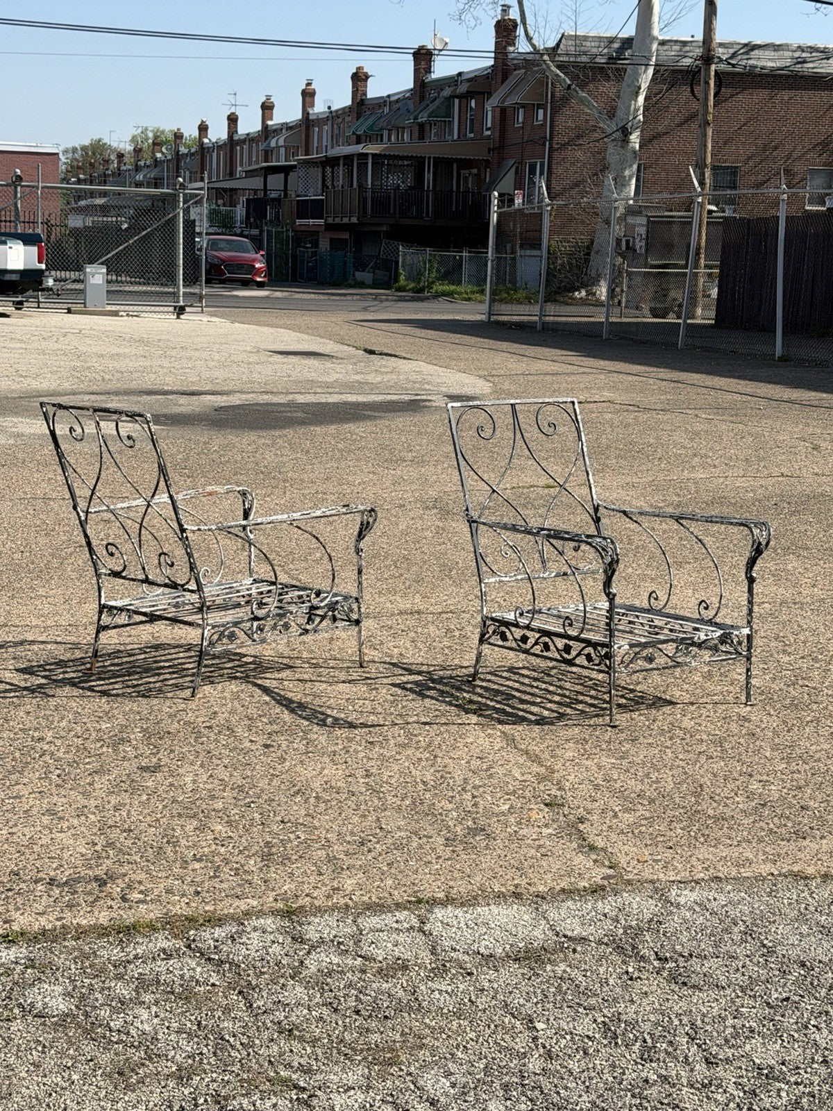 Vintage Florentine Craft Studio Salterini Style Wrought Iron Lounge Chairs, Pair