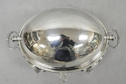 Antique Elkington & Co English Silver Plated Chafing Dish Revolving Dome Warmer