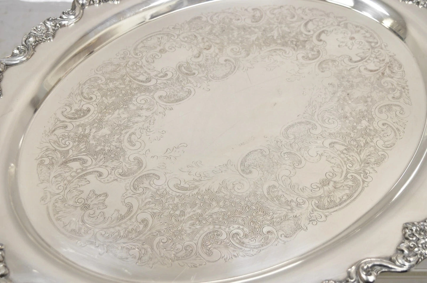 Vintage Poole 400 Lancaster Rose Silver Plated Serving Platter Bar Tray (B)
