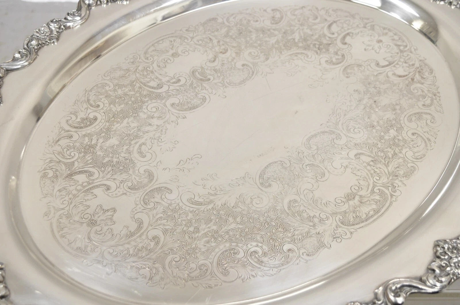 Vintage Poole 400 Lancaster Rose Silver Plated Serving Platter Bar Tray (B)